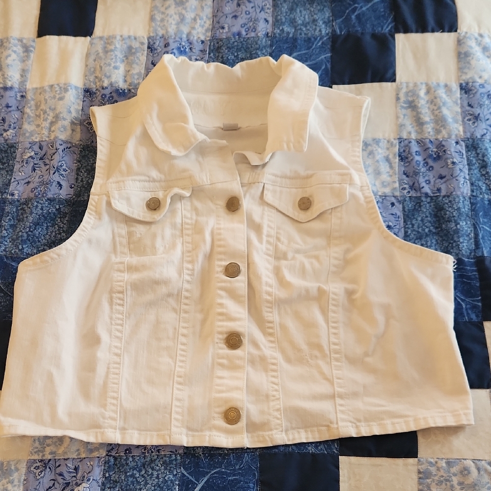 Ladies White Denim Vest